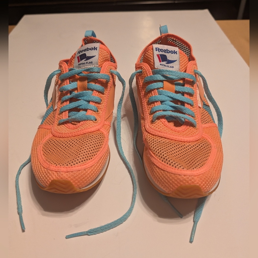 Reebok Royal Flag Ortholite Peach and Teal Mesh Jogging  Shoes
